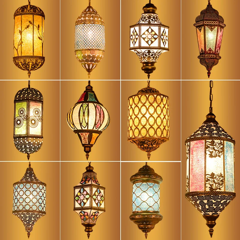 PLLY модерен тайландски висулка LED светлини Югоизточна Азия творчески фенер декор висящи таван лампа за дома трапезария спалня
