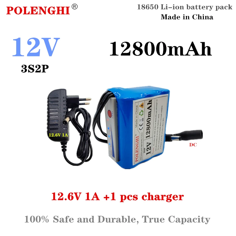 POLENGHI 11.1V12.6V литиева батерия 12V 18650 3S2P батерия 12800mAh риба детектор подводен риболов камера индикатор светлина