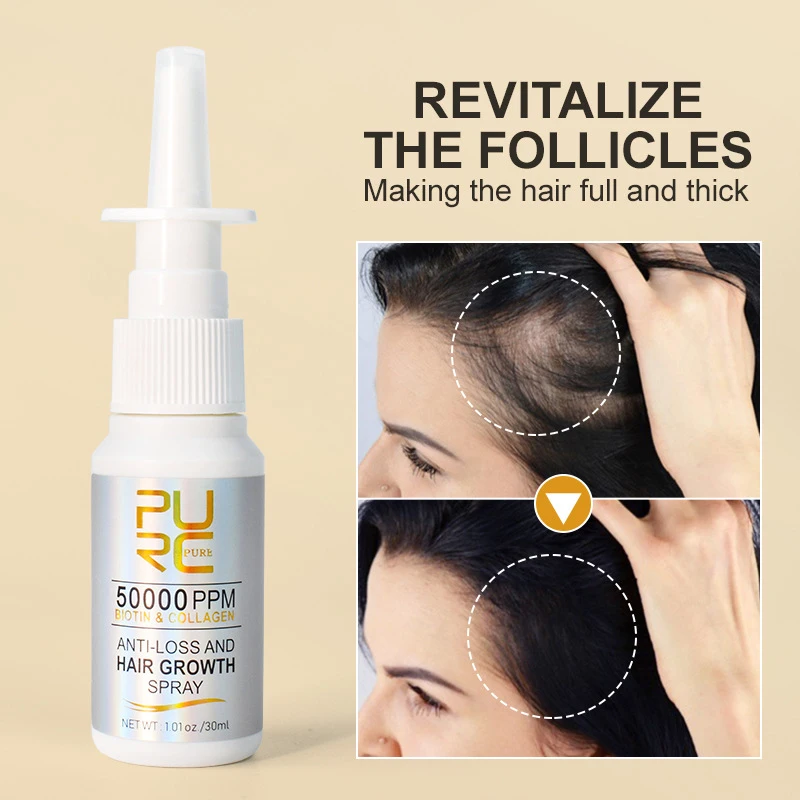Purc биотин продукти за растеж на косата за мъже жени лечение на косопад бързо расте коса спрей Прераждане сгъстяване масло грижа за косата 2023