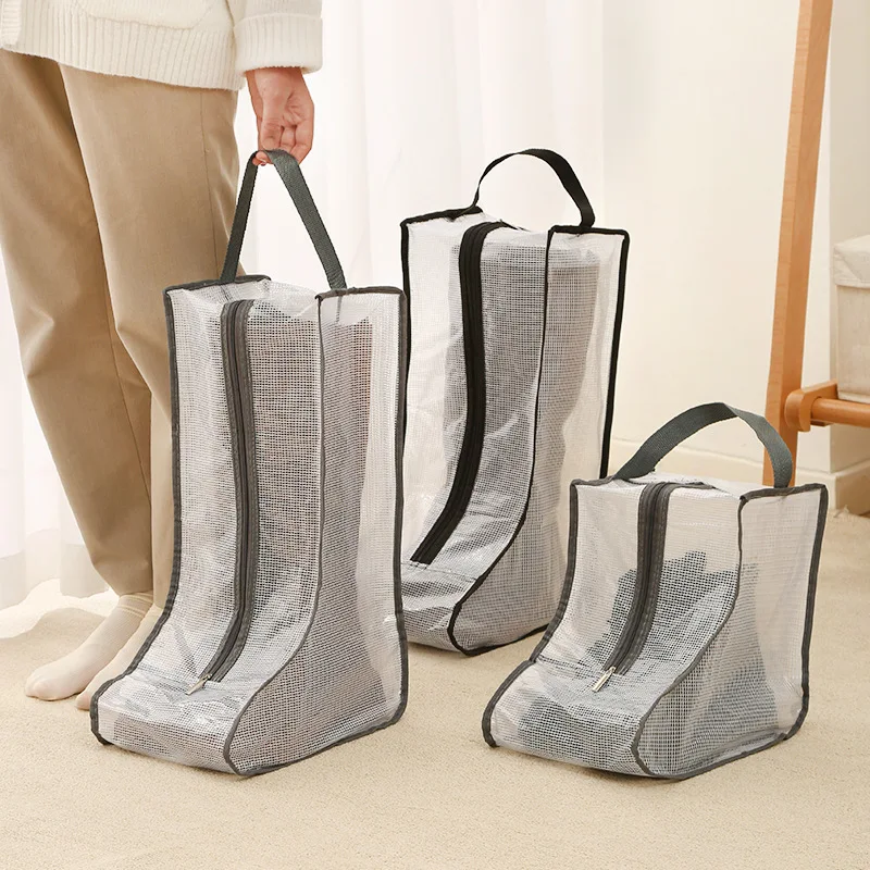 PVC прозрачни обувки чанта за съхранение Домакински дълги ботуши къси ботуши прахоустойчиви мокроустойчиви цип чанта за съхранение на домашни обувки организатор