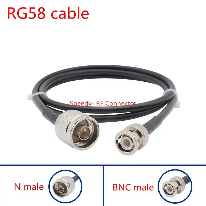 RG58 кабел L16 N мъжки щепсел към Q9 BNC мъжки щепсел конектор BNC към N мъжки кримпване за RG58 разширение плитка RF бърза доставка мед