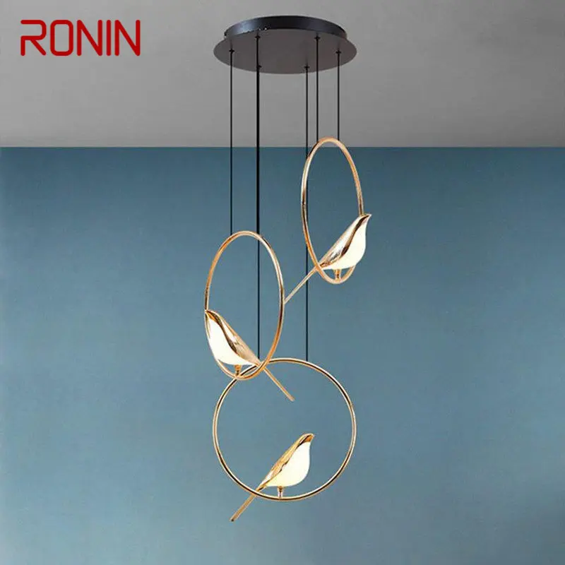 RONIN Nordic висулка лампа постмодерни реколта кръг LED птица светлина творчески дизайн декор за дома проучване трапезария спалня