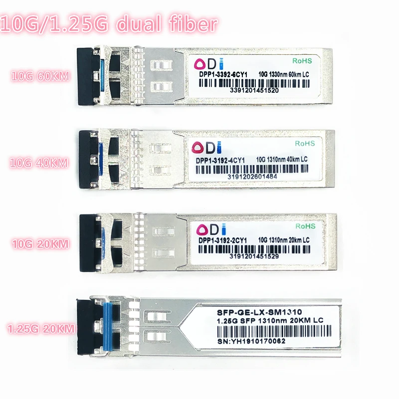 SFP 1.25G/10G LC 20/40/60km dual fiber compatible 1310nmSFP+ Transceiver Industrial grade -40-85Ccompatible with Mikrotik Cisco