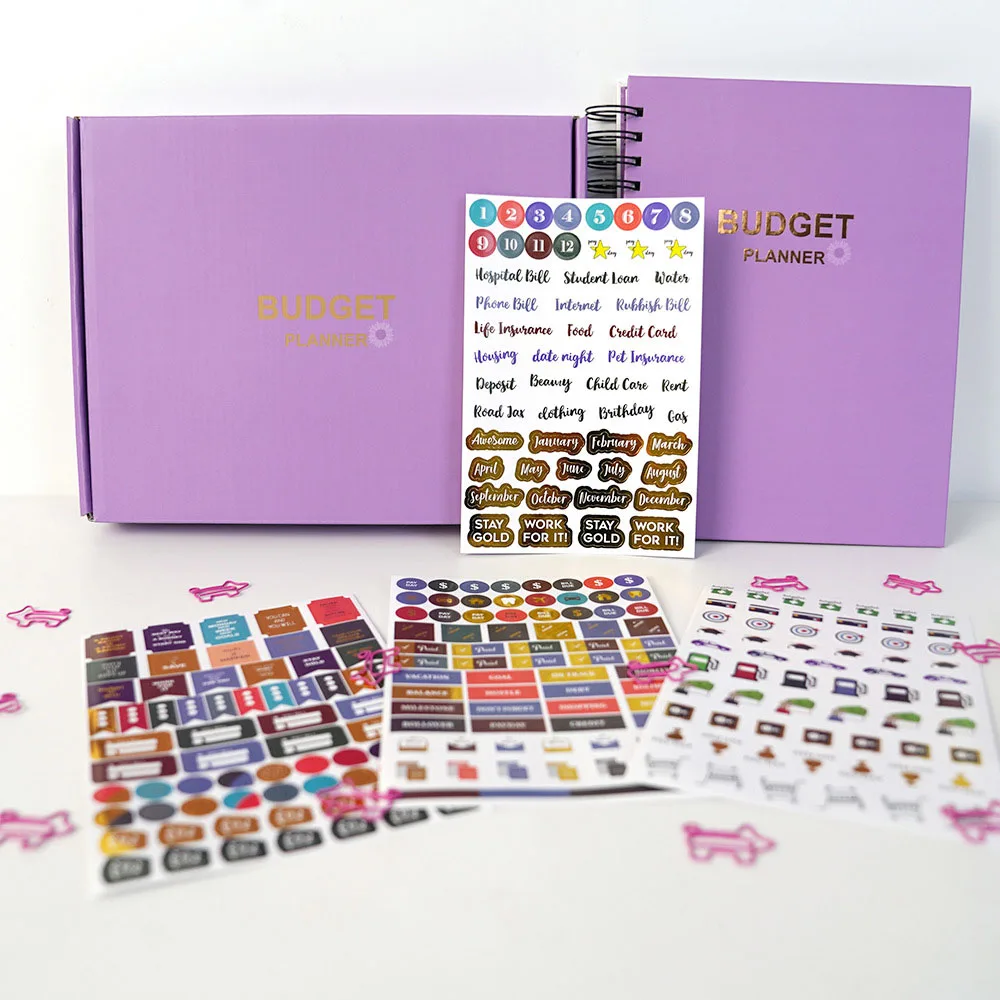 Simple Purple Budgeting Books Цветни пари Planner Книги за седмично месечно бюджетиране