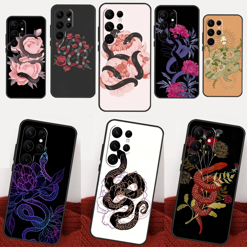 Snake Flower Case за Samsung Galaxy S23 S22 Ultra S21 FE S8 S9 S10 Plus Забележка 10 20 Ultra S20 FE Coque