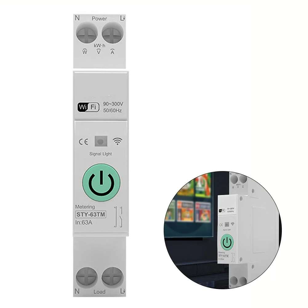 TUYA ZigBee Интелигентен прекъсвач Електромер DIN превключвател Многофункционален домашен прекъсвач Защита на сигурността с измерване