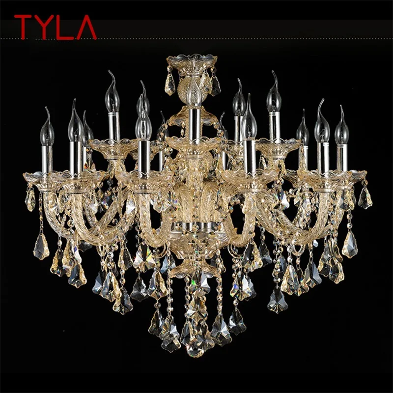TYLA Европейски стил полилей лампи LED кристал свещ висулка висящи осветление Луксозни тела за дома Хотел Вила Хол