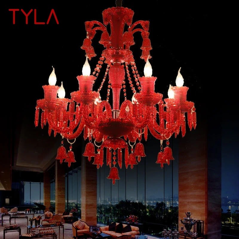 TYLA Луксозен стил кристал висулка лампа европейски свещ лампа изкуство хол ресторант спалня вила полилей