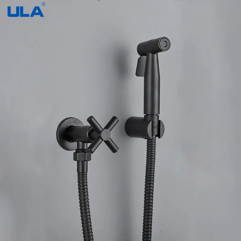 ULA черно биде кранче преносим биде пръскачка комплект месинг тоалетна кранче само студена вода баня душ глава