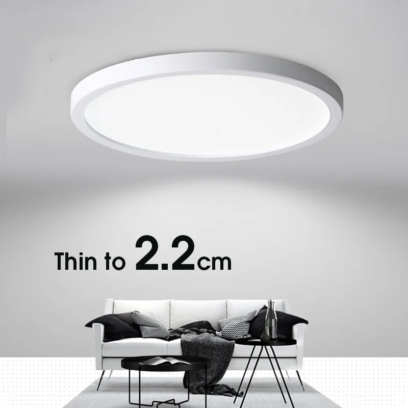 Ultrathin LED таван светлина 6W 9W 13W 18W 24W модерен плосък тела кръгла таванна лампа 85-265V за хол кухня баня