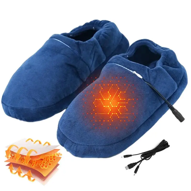 USB Отопляеми чехли Подгряване на краката Чехли Електрически обувки Меки чехли от руно Възрастни Затоплящи обувки за четене Пътуване