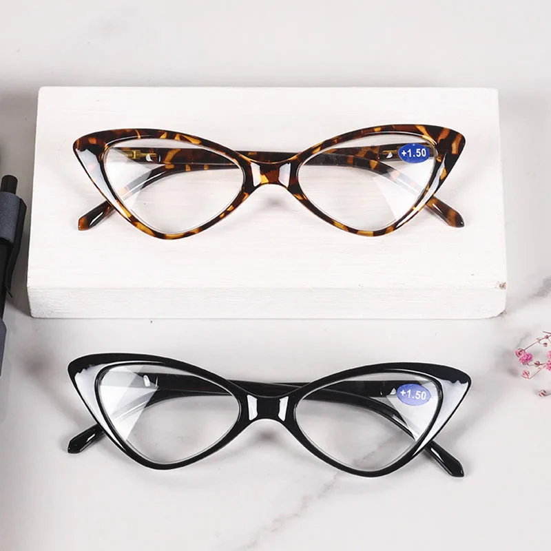 UVLAIK Модни очила за четене на котешко око Жени Пълен кадър Ins Очила за четене Женска пролетна панта Рамка Пресбиопия Очила