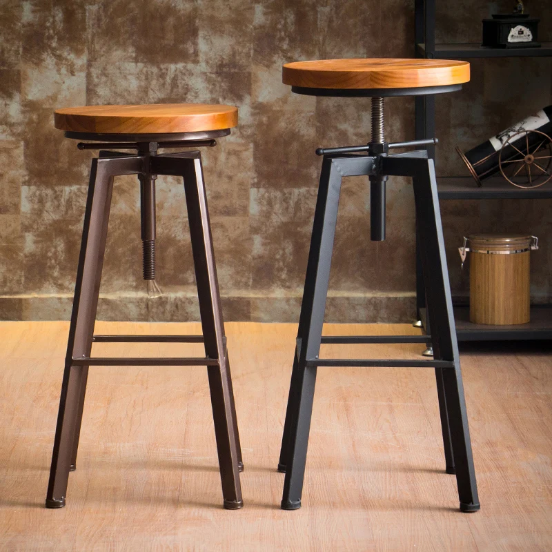 Wood стил Nordic бар столове кръг дизайнер прост черен метал кухня бар столове модерен високо Taburete Alto луксозни мебели
