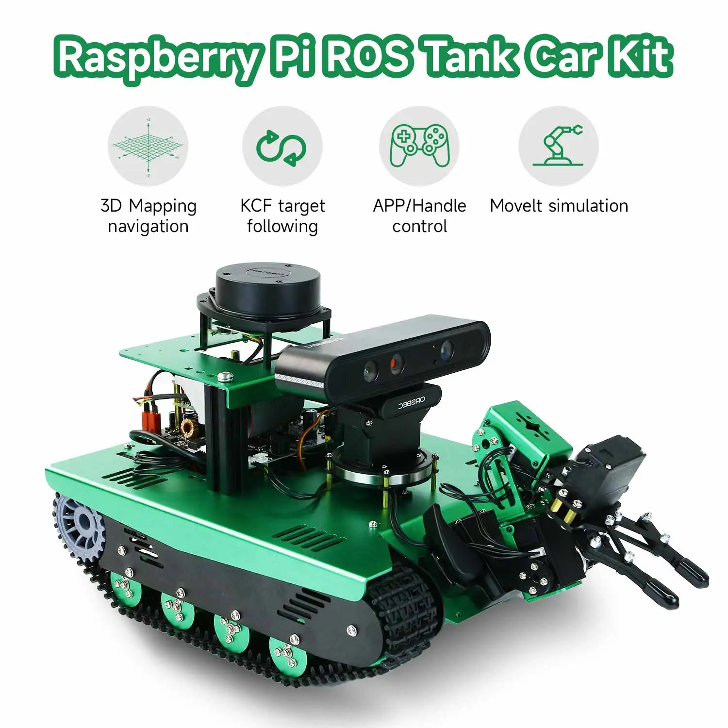 Yahboom ROS Tank Car с роботизирана ръка подкрепа Lidar избягване на проследяване автопилот Python програмиране, базирано на Raspberry Pi 4B