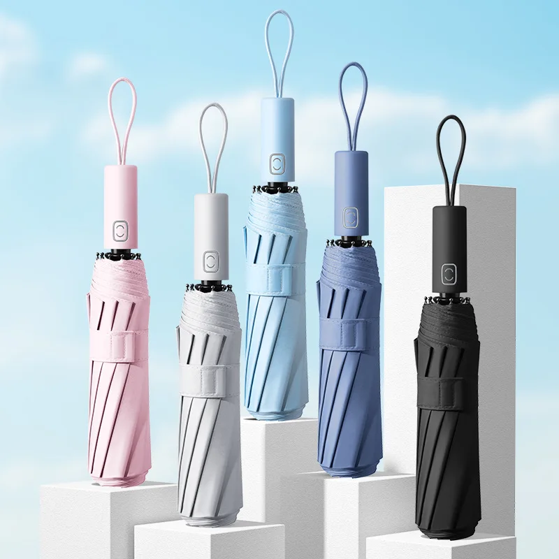 Автоматична мода прост дъжд и слънце двойно предназначение винил чадър сгъваем унисекс слънцезащитен чадър