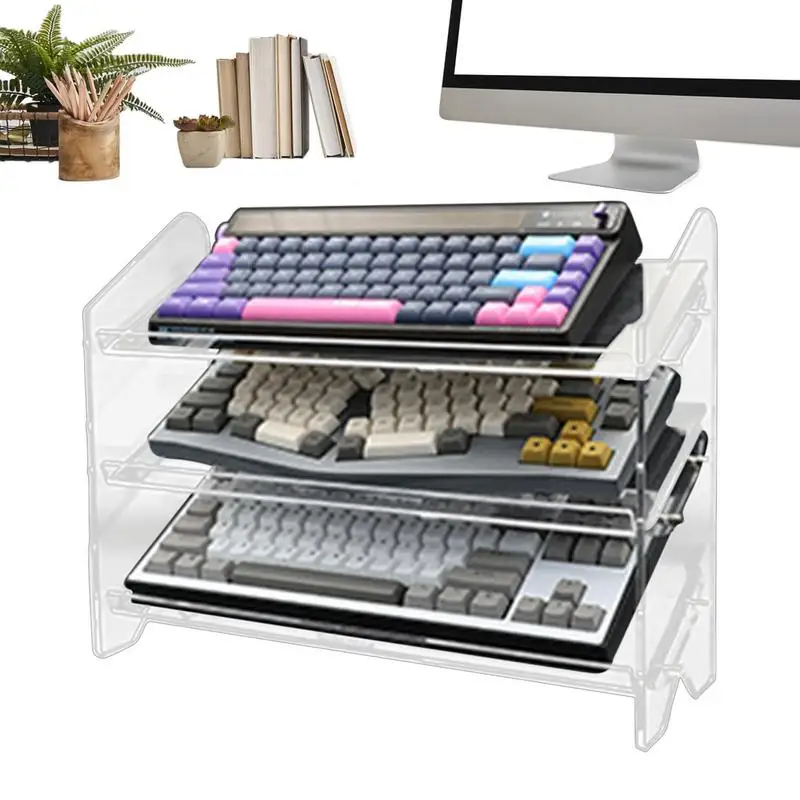 Акрилна клавиатура скоба за настолна клавиатура дисплей багажник тава притежателя съхранение игри клавиатура плоча акрилна рамка