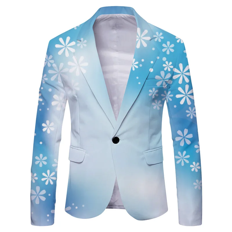 Бутик мода снежинка печат висок клас марка случайни бизнес мъжки нетактичност младоженец фантазия флорални костюм яке мъжки дрехи
