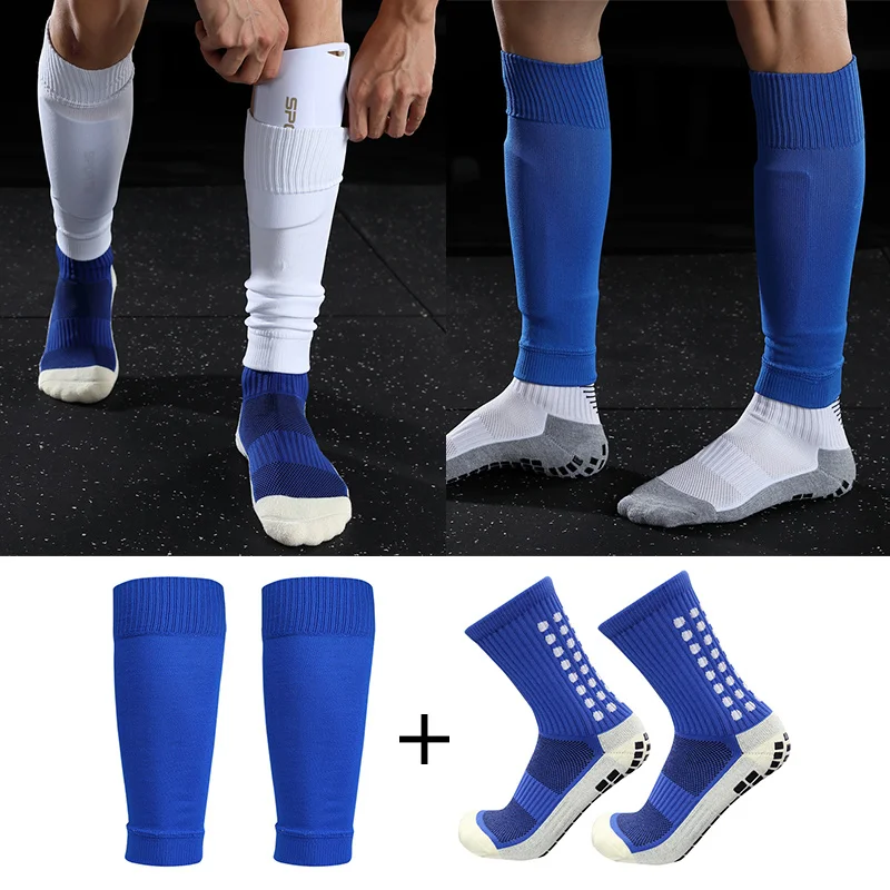висок 1 комплект подходящ ластик за възрастен футбол футбол крак капак спортен крак покритие футболни чорапи външни предпазни средства