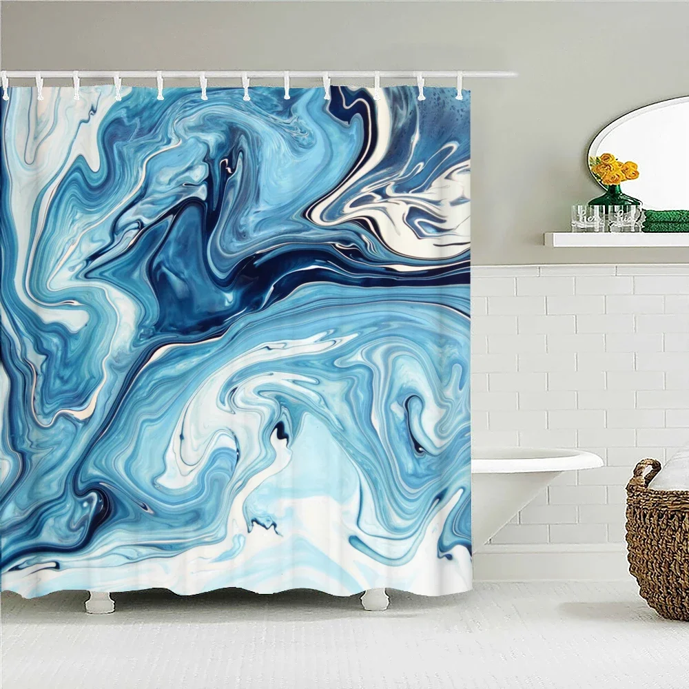 Висококачествен геометричен мраморен модел отпечатан плат душ завеси Вана екран водоустойчиви продукти баня декор с куки