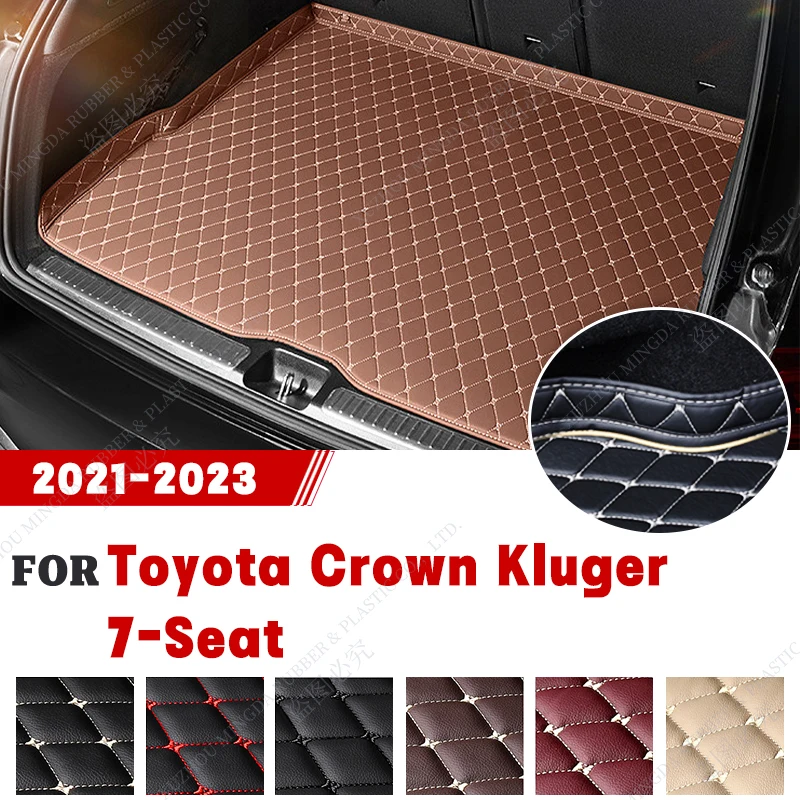 Висококачествена кожена подложка за багажника на автомобила за Toyota Crown Kluger 7-местен 2021 2022 2023 Персонализирани аксесоари за автомобили Авто интериорна декорация