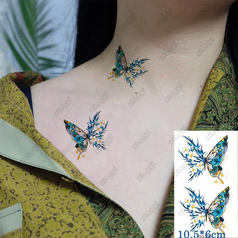 Водоустойчив временен татуировка стикер цвят очи пеперуда детска ръка китката врата вода трансфер фалшив Tatto боди арт жени мъже