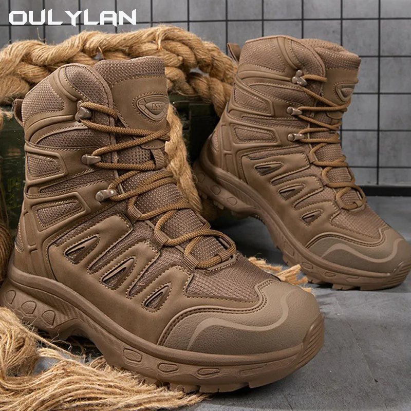 Външни военни туристически обувки Мъжки високи пустинни ботуши Мъжки тактически ботуши Трайни тренировъчни обувки Спортни обувки за катерене до глезена