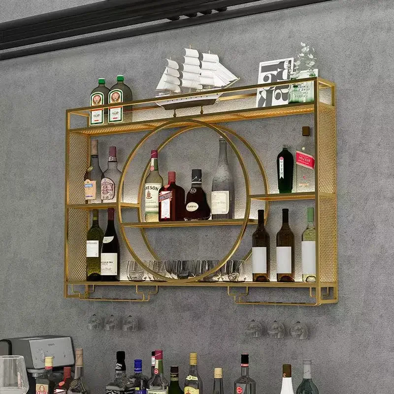 Вътрешен ресторант алкохол бар кабинет реколта багажник дизайн черен кухненски шкафове страна метал Prateleira бар луксозни мебели