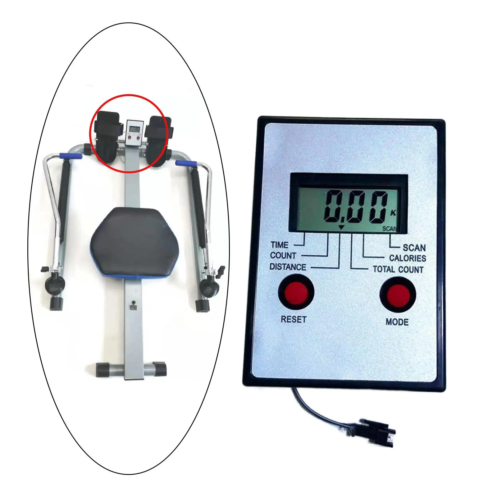 Гребна машина Инструменти за измерване на брояча Лек цифров дисплей Километраж за велоергометър Стационарни велосипеди Мъже Жени Тийнейджъри