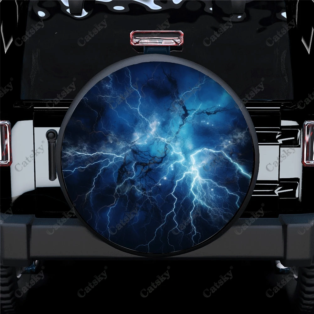 Гръмотевична буря с облаци Полиестер Универсално покритие на гумите за резервни колела Персонализирани капаци за гуми за ремарке RV SUV камион кемпер