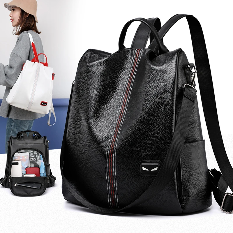 Дамска чанта Модни училищни чанти Раници за пътуване с голям капацитет Mochila 2021 Нова дамска раница дизайнер висококачествена кожа