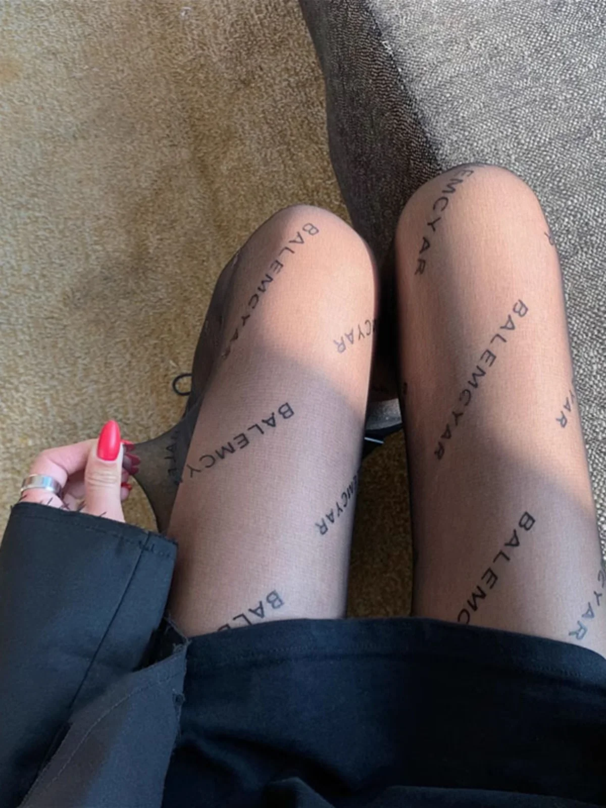 Дамски чорапогащник крак оформяне пролетЛято секси черна коприна писмо печат тънки дишаща мода всички мач външно износване нехлъзгане