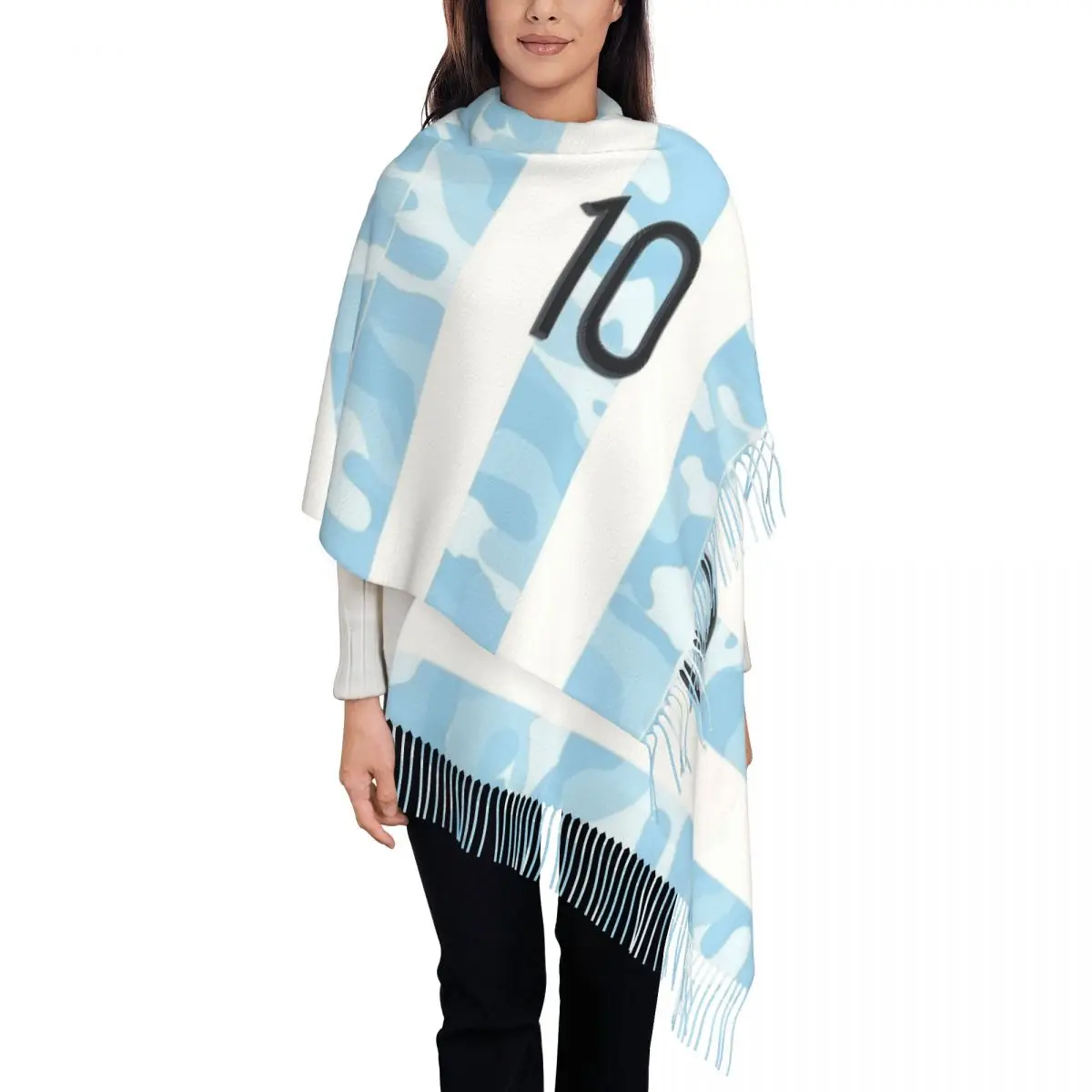 Дамски шал с пискюл 10 Аржентина футбол футбол Champi на дълга зима есен шал и обвивка ежедневно носят кашмир шал