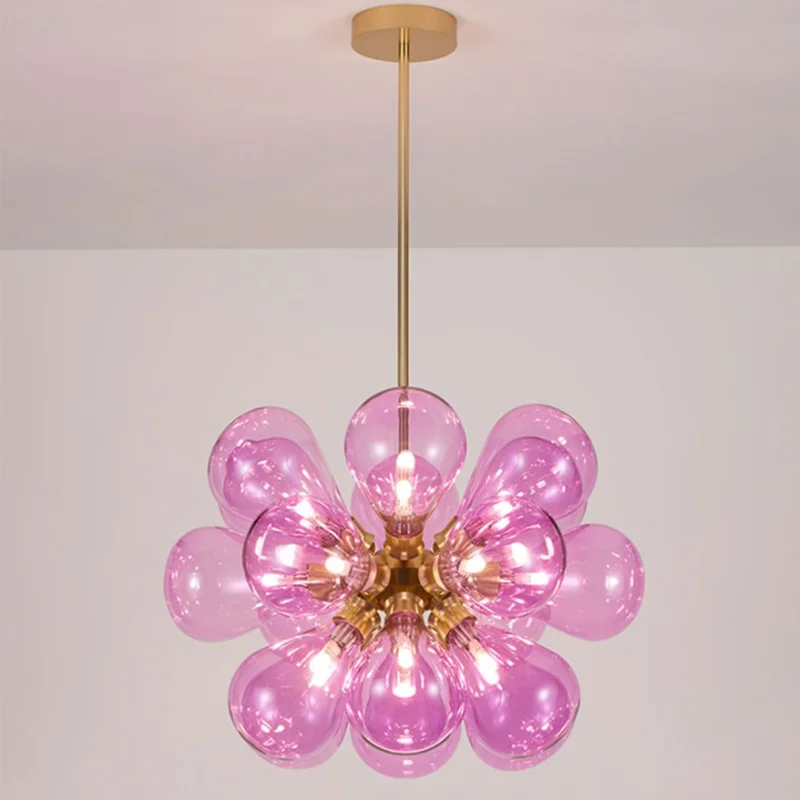 Дизайнер Cintola Макси висулка лампа постмодерни балон висящи лампа кухня луксозен таванско помещение желязо изкуство декор LED розов стъклен полилей