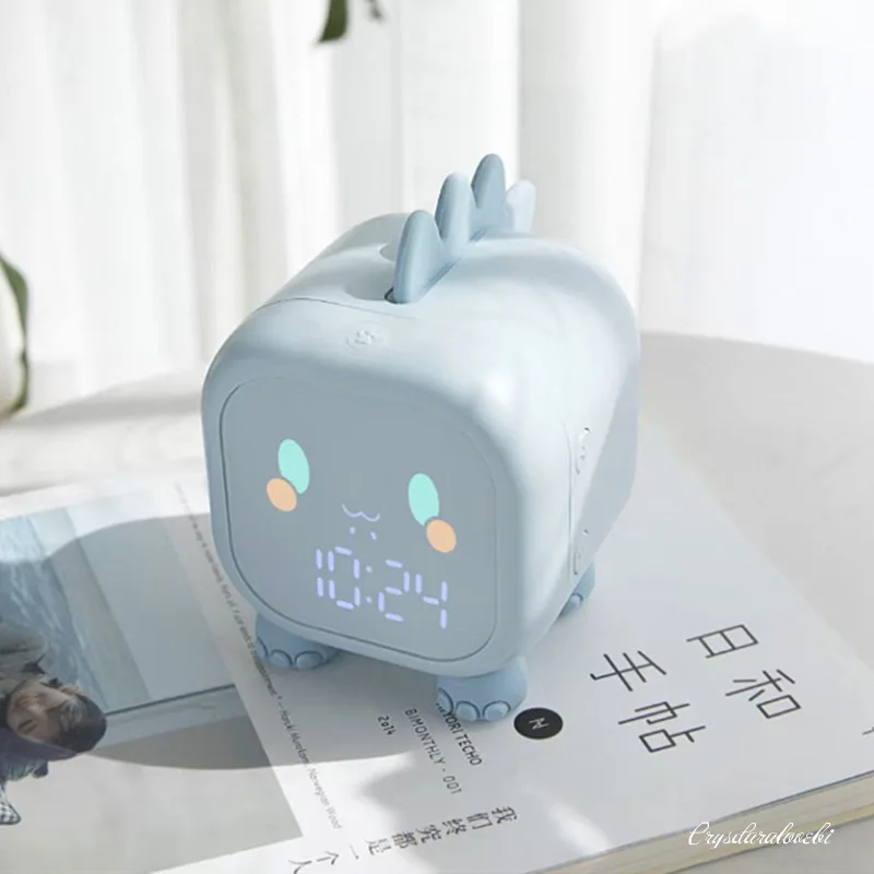 Динозавър будилник дете спалня с температурна система LED карикатура контрол цифров глас време тежки десктоп декорация дисплей