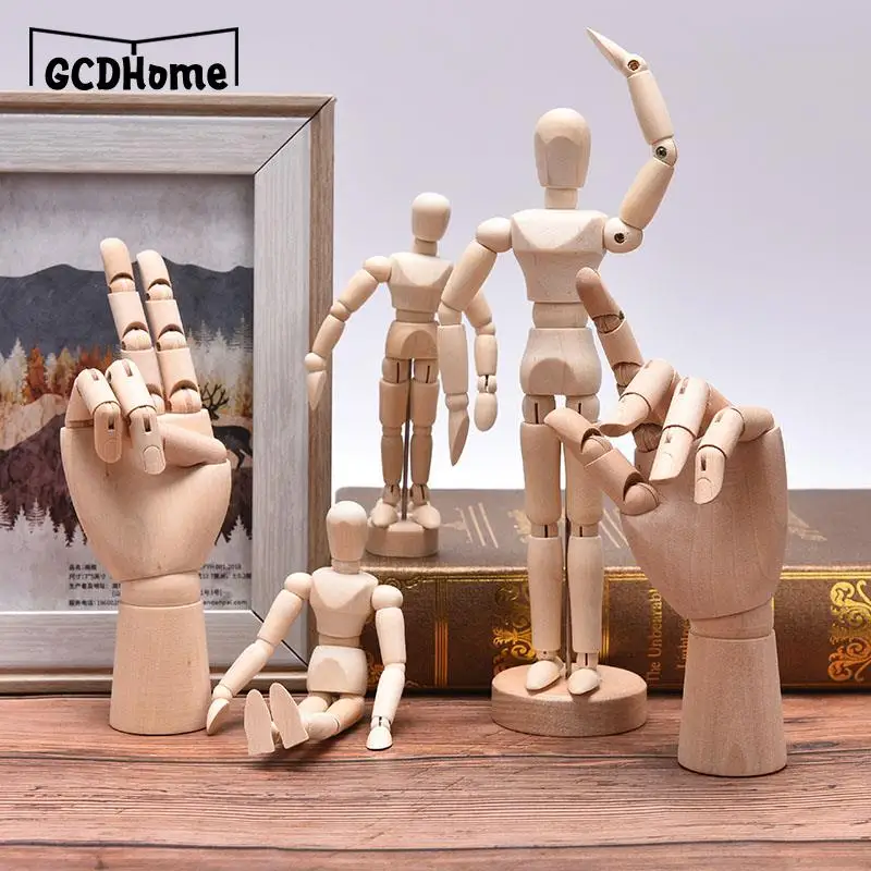 Дървена ръка човек дърво рисунка манекен Modle художник крайници човешки мъжки миниатюри фигурки декорация занаяти