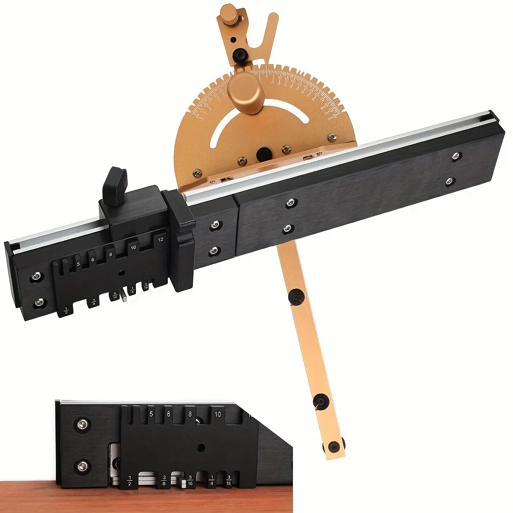 Дървообработващи инструменти - Митра габарити с релсови стопери, компоненти за триони за настолни триони и маршрутизатори - Ъглови линийки