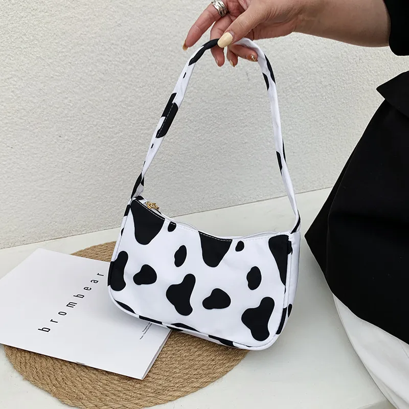 Жените рамо чанта мода животински модел печат чанта случайни найлон пеперуда леопард зебра крава печат жени чанта подмишниците чанти