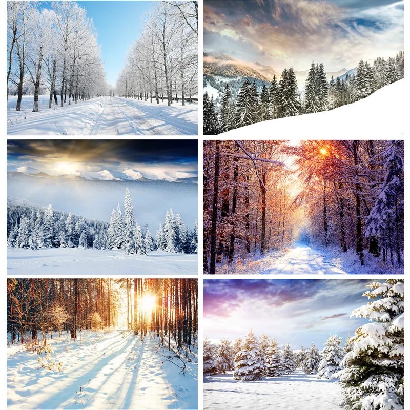 Зимни природни пейзажи Фотография Фон Гора Сняг Пейзаж Пътуване Фото Фонове Студийни подпори 211121 DJXJ-01