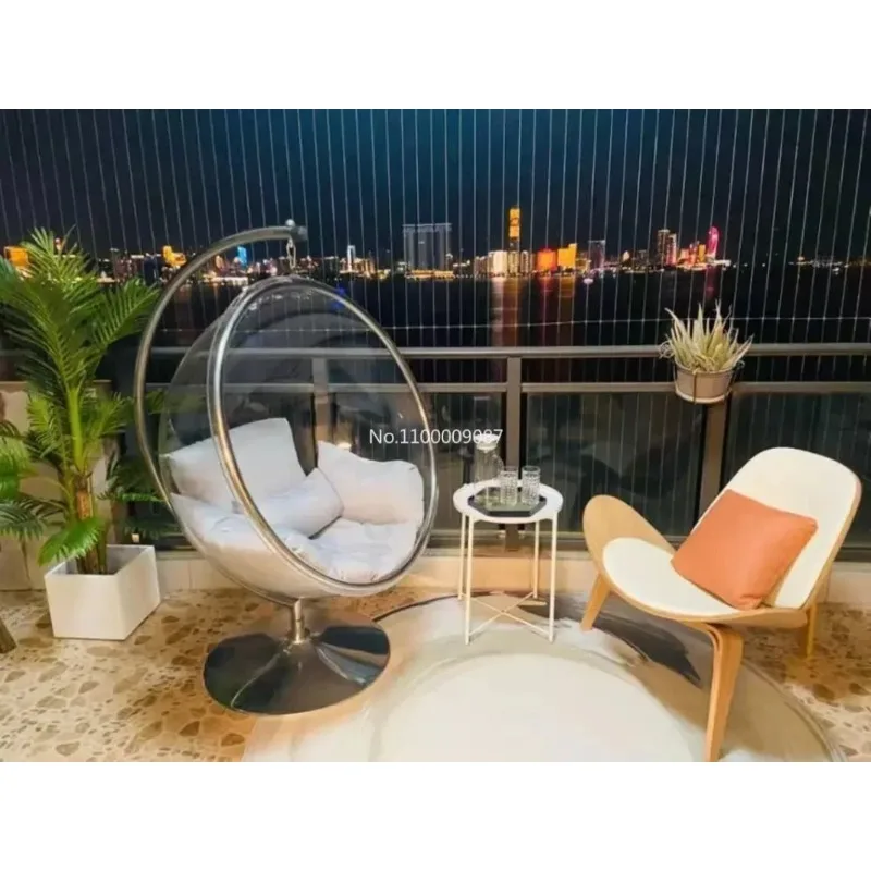 Интернет знаменитост прозрачен акрилен полусферичен висящ стол кошница люлка топка пространство стол открит балкон мебели