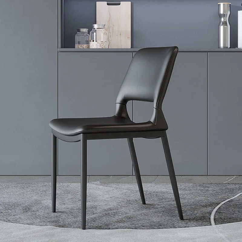 италиански минималистичен модерен стол за хранене, микрофибърен кожен стол, скандинавски минималистичен стол за хранене, лека луксозна домакинска кожа