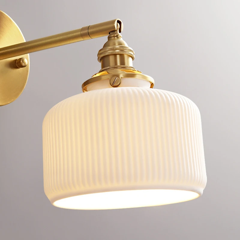 Керамична лампа Nordic LED осветителни тела за стена Издърпайте верижния превключвател E14 Медни модерни светлини до лампата Sconce Начало Осветление Wandlamp
