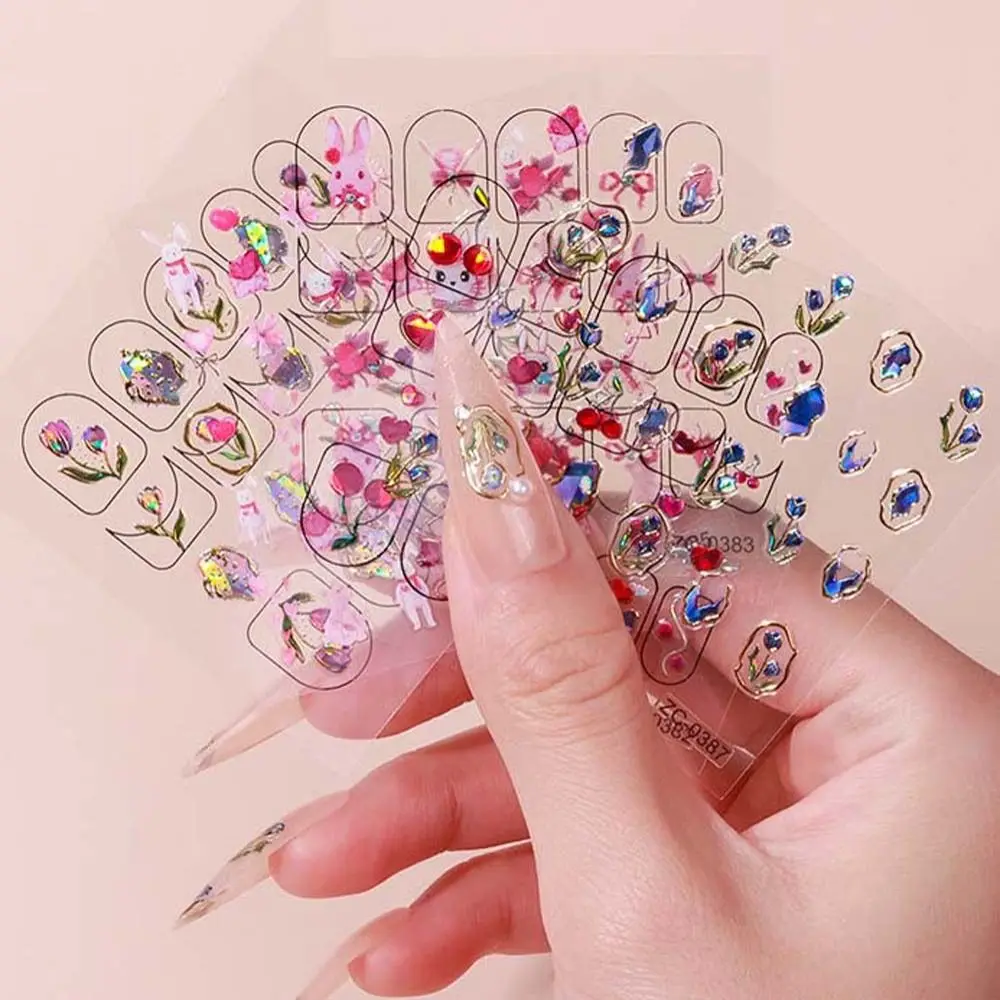 Корейски самозалепващи череша карикатура нокти стикери цветя нокти ваденки пеперуда нокти стикери нокти изкуство декорации