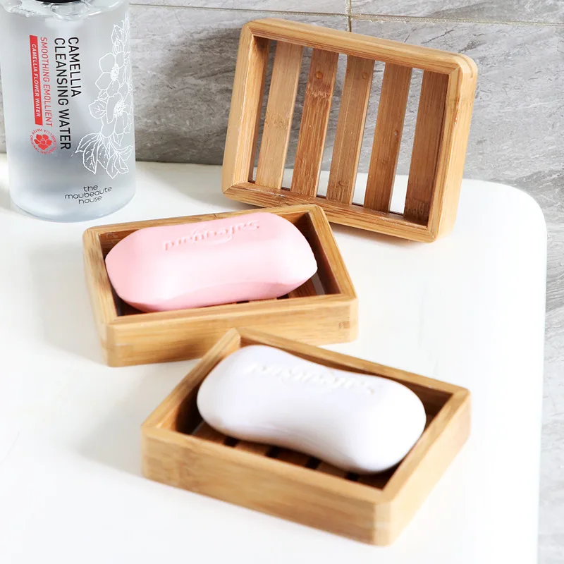 Креативна бамбукова сапунена кутия Проста дървена сапунерка Стойка за сапун с етерично масло Дренажен държач за сапун