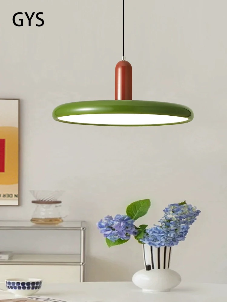 Крем стил полилей модерен LED висулка лампа ресторант светлина минималистичен проучване спалня до бар маса светлина зелен ретро НЛО