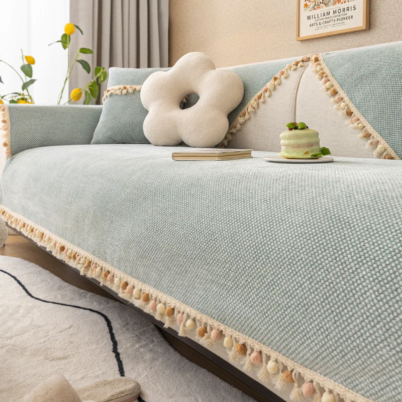 Кърпа капак нехлъзгащи хол мебели диван капак седалка диван капак четири сезона универсални ins стил плътен цвят облегалка