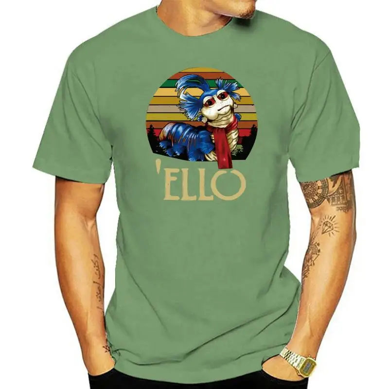 Лабиринт Червеят Ello култов филм 80S фентъзи реколта черни мъже тениска M-3XL Tee