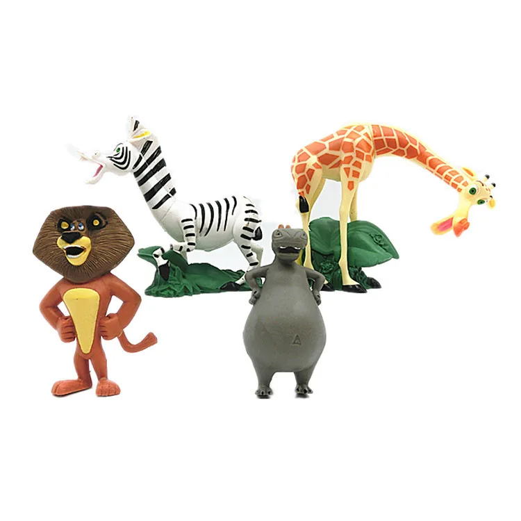 Мадагаскар сладък животински модел PVC детски анимационни герои кукли торта декорация офис аксесоари детски подаръци за рожден ден