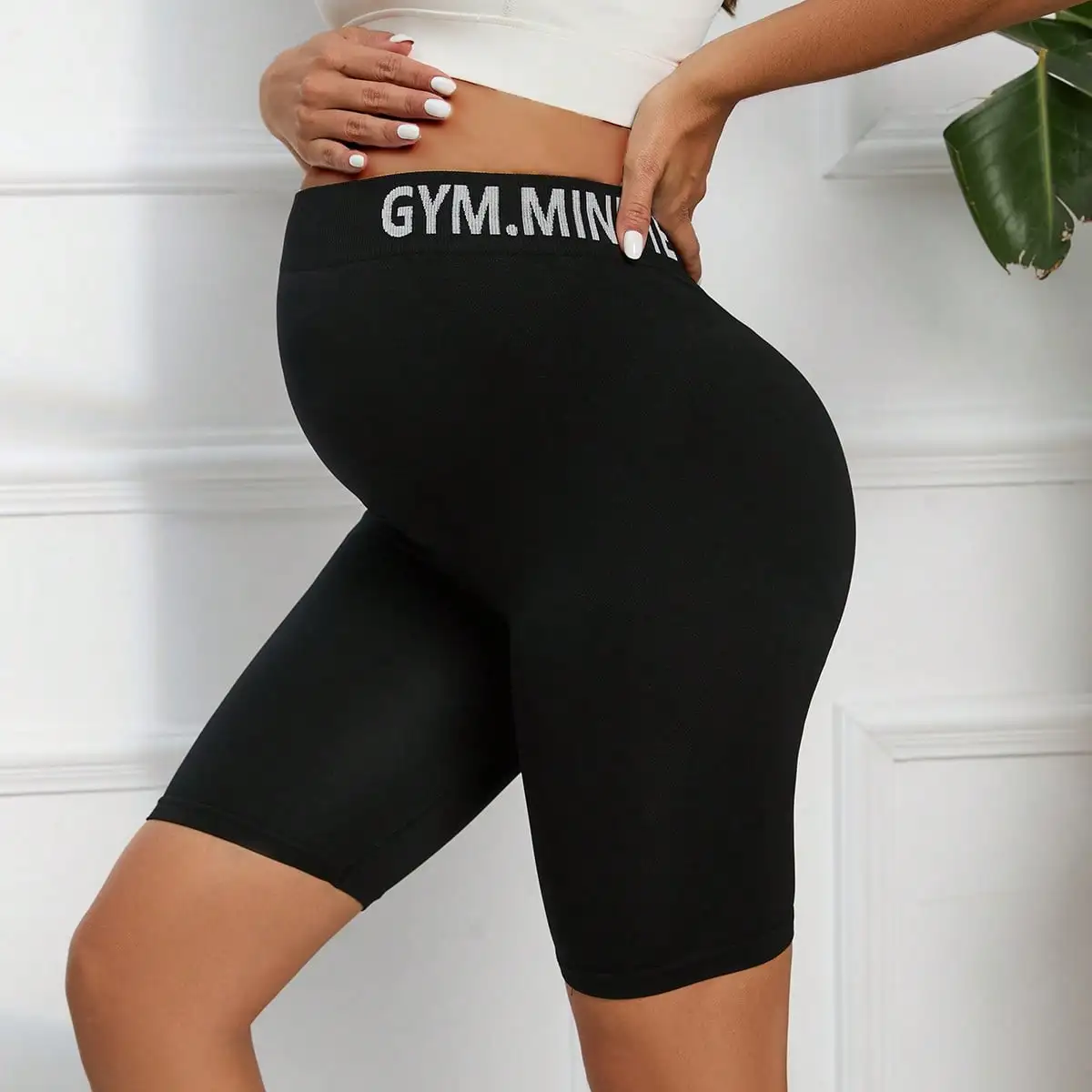 Майчинство шорти над корема Biker тренировка йога активен атлетичен бременност къси панталони висока талия еластичност 