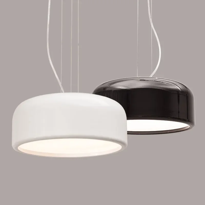 Модерна LED висулка лампа алуминиев абажур черен бял кръг Droplight трапезария ресторант кухня бар декор висящи осветление