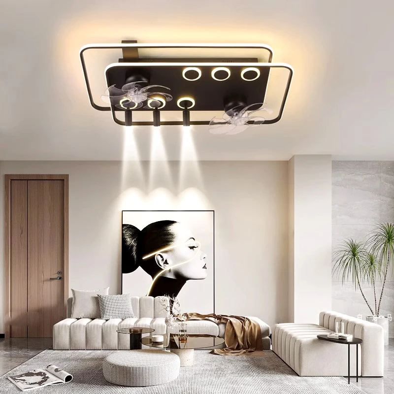 Модерна светодиодна лампа с Таванен вентилатор без перки детска спалня Таванен вентилатор с дистанционно управление Таванни вентилатори с осветително тяло
